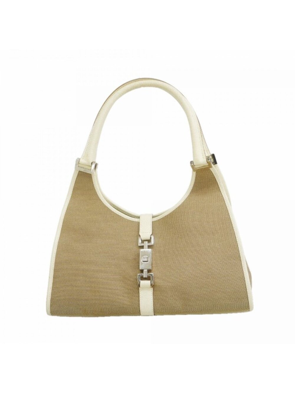 Gucci Handbag Jackie 002 Canvas Brown White Silver